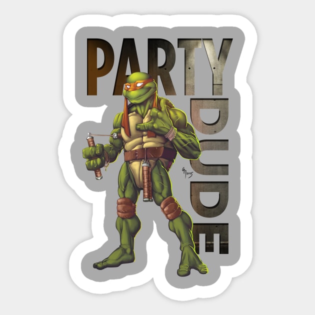 Party Dude Sticker by gavinmichelliart